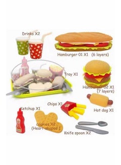 Generic 18-Piece Tableware Fast Food Pretend Play Set  - Image 4