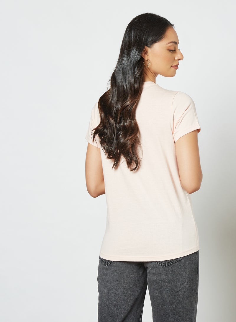 ABOF Go The Extra Mile It Is Never Crowded Slogan Printed Regular Fit Crew Neck T-Shirt Light Pink  - Image 2