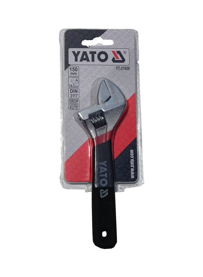 Yato Adjustable Wrench 150mm - 6-Inch Half Blister Card YT-21650 Black/Silver/Red 150mm - Image 2