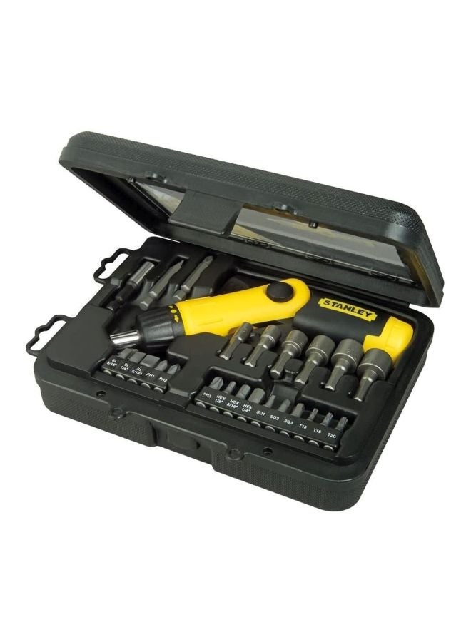 Stanley Ratcheting Screwdriver 25pcs Set Pistol Grip 0-63-022 Yellow/Black/Silver 215.9x162.56x55.88mm - Image 1