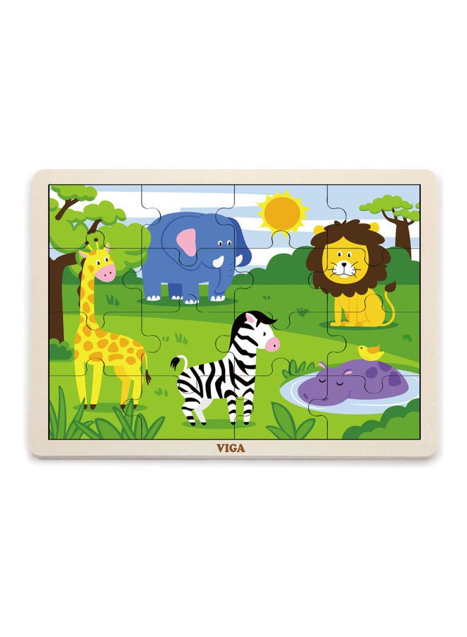 Viga 16-Piece Wooden Safari Puzzle