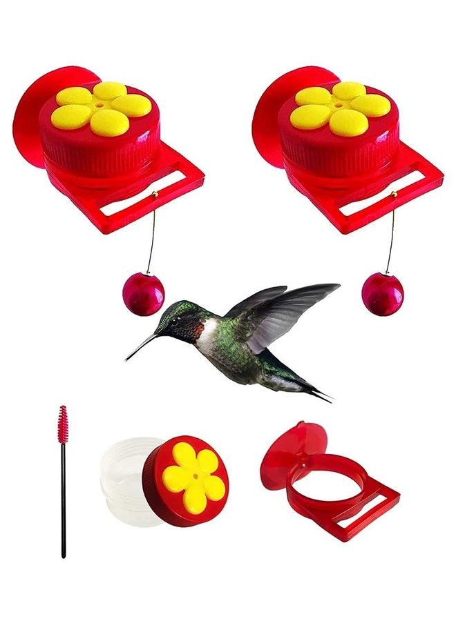 XiuWoo - 4-Piece Hummingbird Feeder with Suction Cup and Stick Multicolour - Image 1