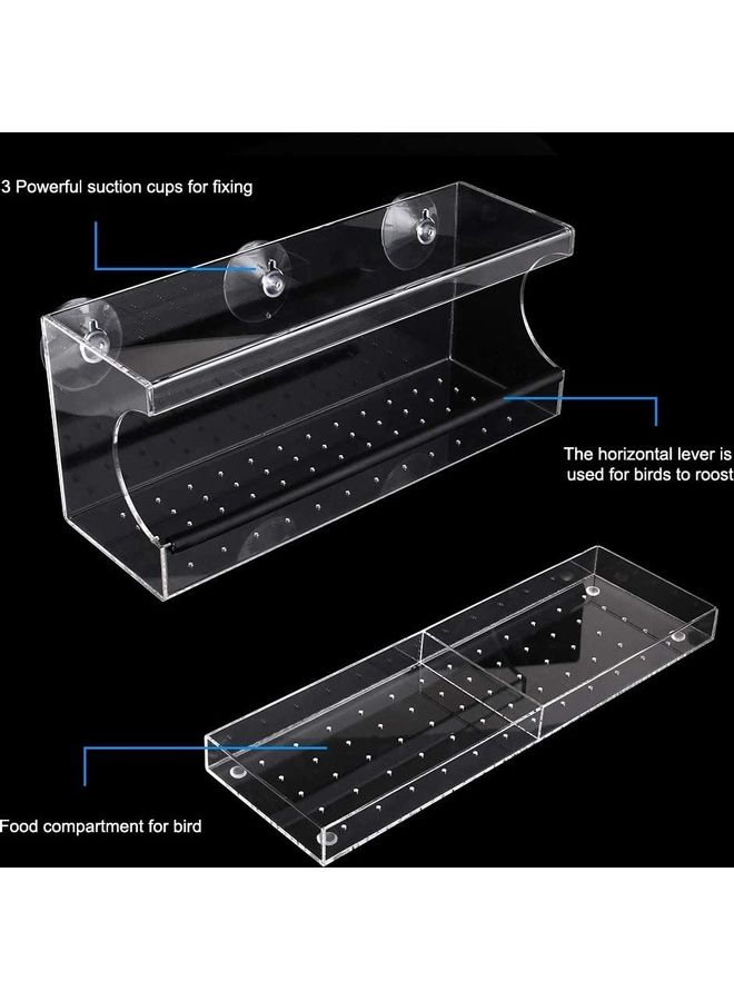 XiuWoo Acrylic Bird Feeder with Seed Tray Clear - Image 2