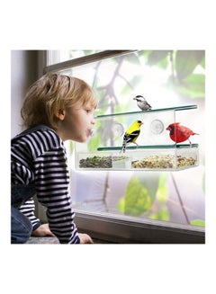 XiuWoo Acrylic Bird Feeder with Seed Tray Clear  - Image 4