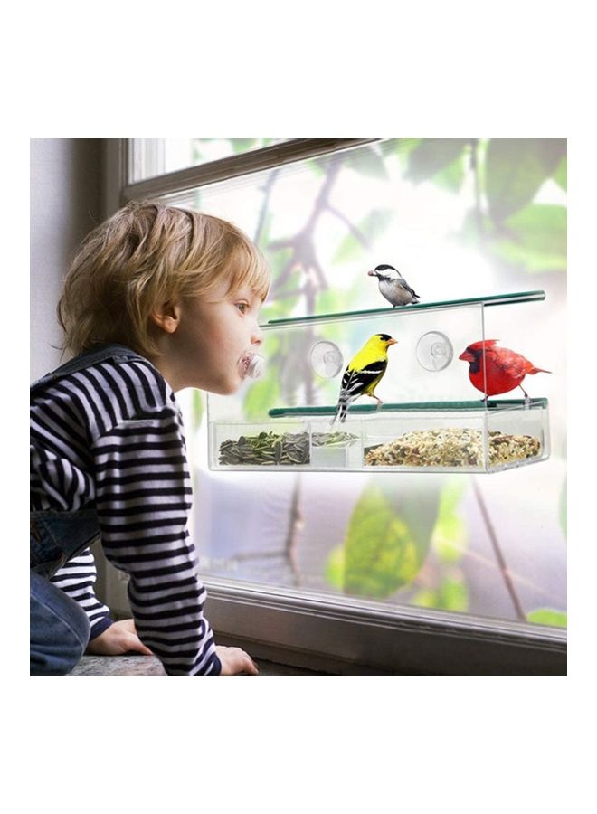 XiuWoo Acrylic Bird Feeder with Seed Tray Clear - Image 4