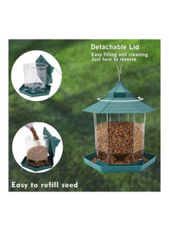 XiuWoo Plastic Hanging Bird Food Container Green/Clear  - Image 2