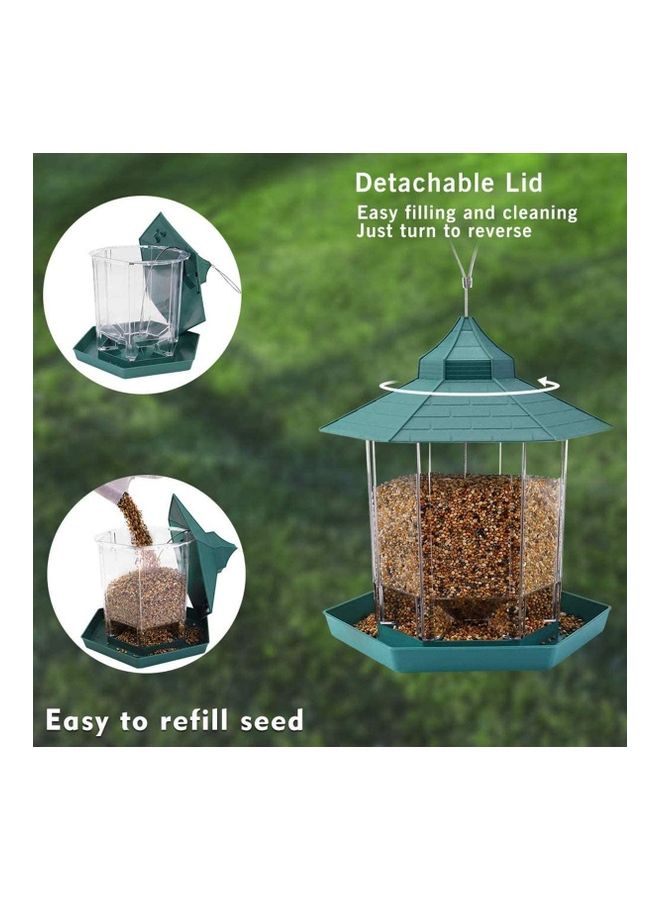 XiuWoo - Plastic Hanging Bird Food Container Green/Clear - Image 1