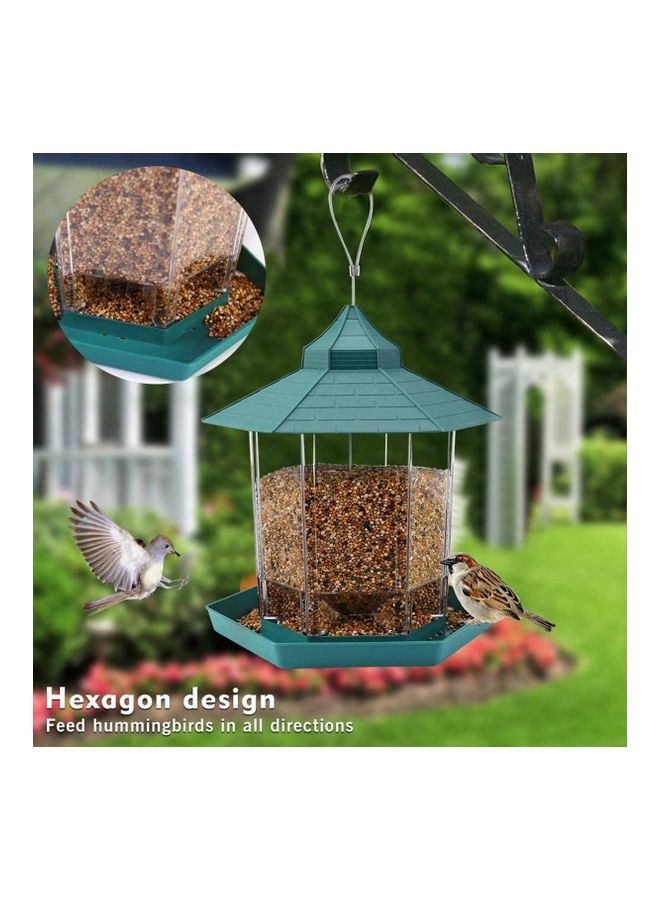 XiuWoo - Plastic Hanging Bird Food Container Green/Clear - Image 1