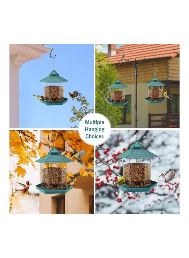 XiuWoo - Plastic Hanging Bird Food Container Green/Clear - Image 1