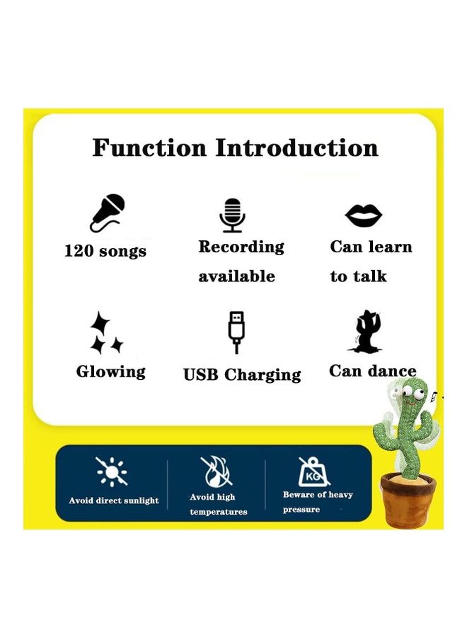 XiuWoo - Dancing Plant Cactus Plush Stuffed Toy With 120 Music Recording Audio And Usb Charging - Image 1