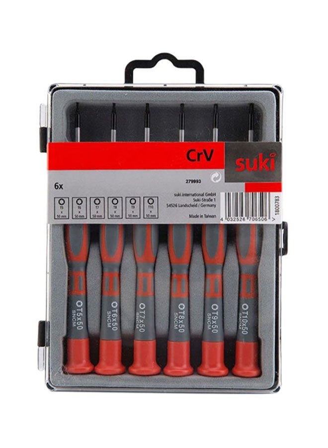 suki 6-Piece Precision Screwdriver Set Grey/Orange/Silver 
