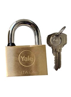 Yale Padlock Brass With 2 Keys Gold/Silver 70mm  - Image 1