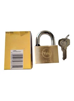 Yale Padlock Brass With 2 Keys Gold/Silver 70mm  - Image 2