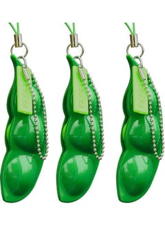 3 Pcs Squeeze Decompression Pea Pod Keychain Toy 7x2cm