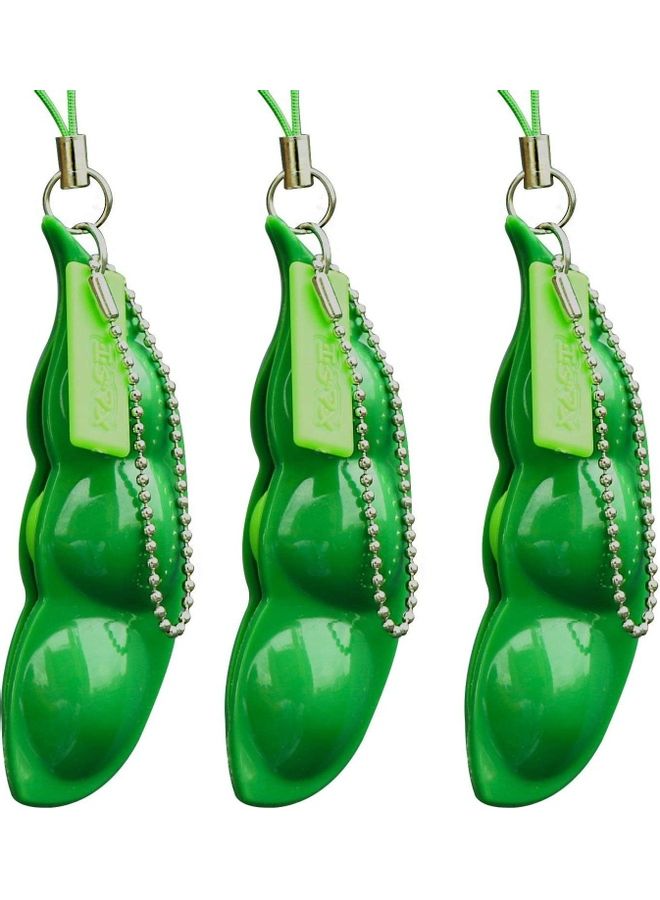 MissTiara - 3 Pcs Squeeze Decompression Pea Pod Keychain Toy 7x2cm - Image 1