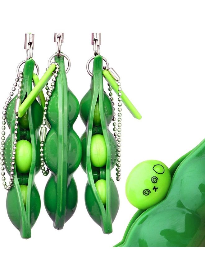 MissTiara - 3 Pcs Squeeze Decompression Pea Pod Keychain Toy 7x2cm - Image 1