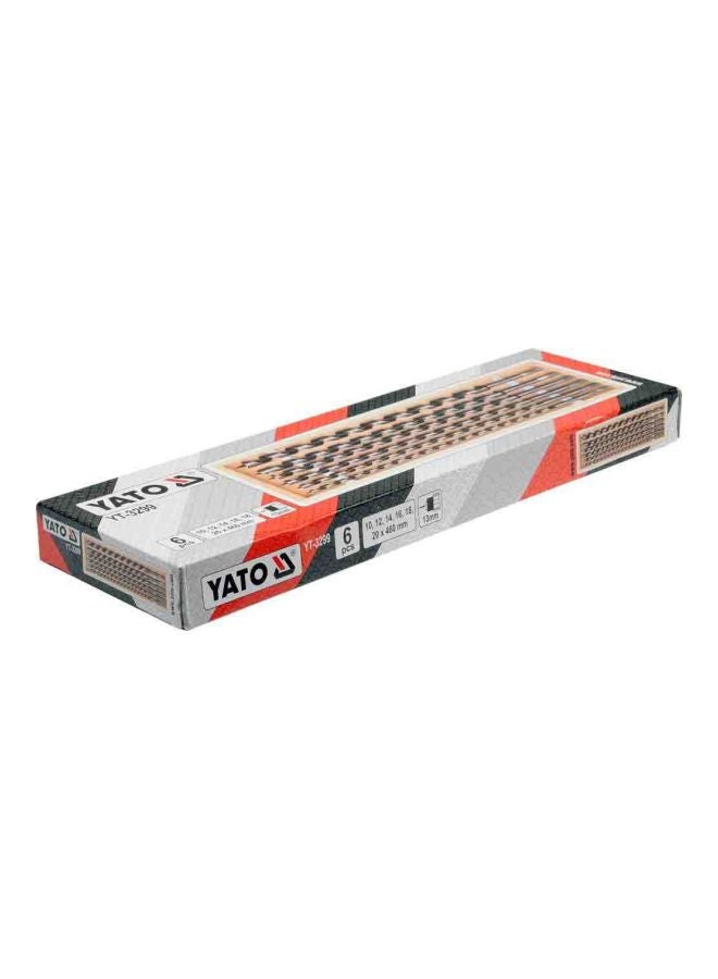 Yato Auger Wood Drill Bit 6Pcs Set 460mm (10-12-14-16-18-20mm YT-3299 Silver 10, 12, 14, 16, 18, 20 - Image 2