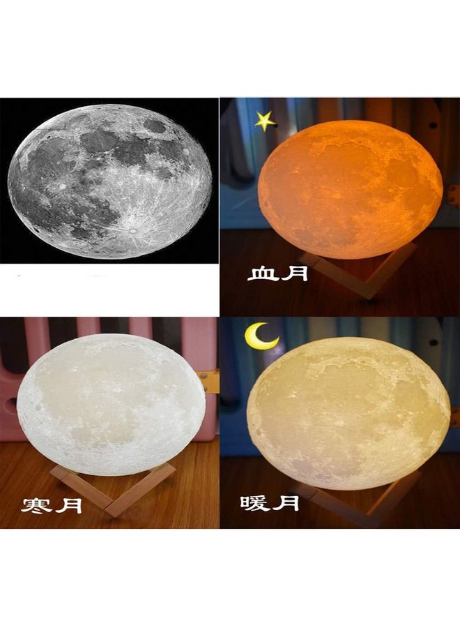 16 Colours LED 3D Print Moon Light Lamp With Stand And Remote Control Multicolour