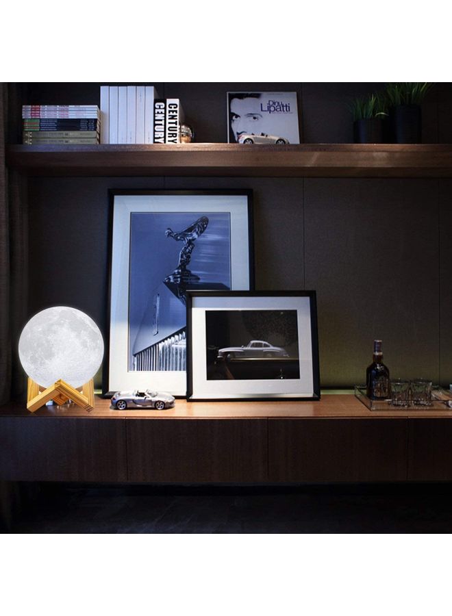 16 Colours LED 3D Print Moon Light Lamp With Stand And Remote Control Multicolour