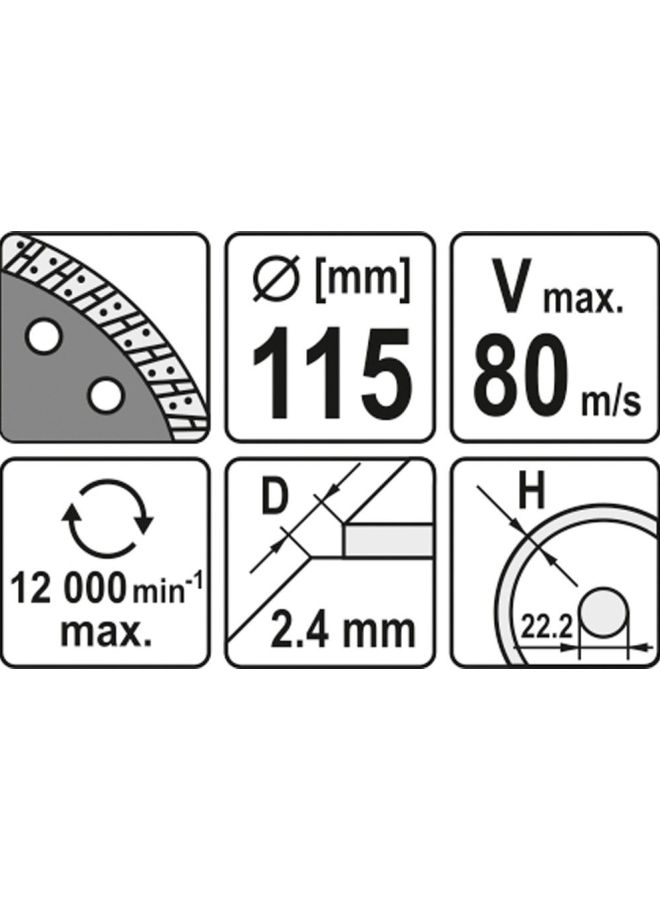 Yato Diamond Blade -InchTurbo-Inch 115x2.4x22.2mm YT-6022 Silver/White/Black  - Image 3