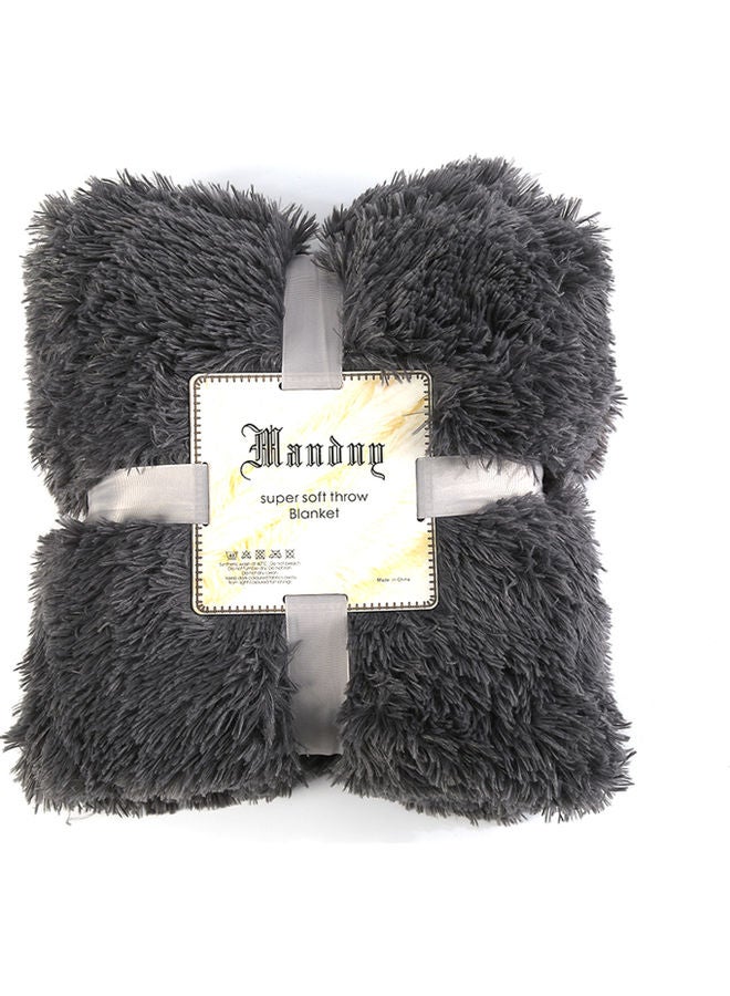 Fur Throw Blanket Cotton Grey 63x51inch  - Image 4