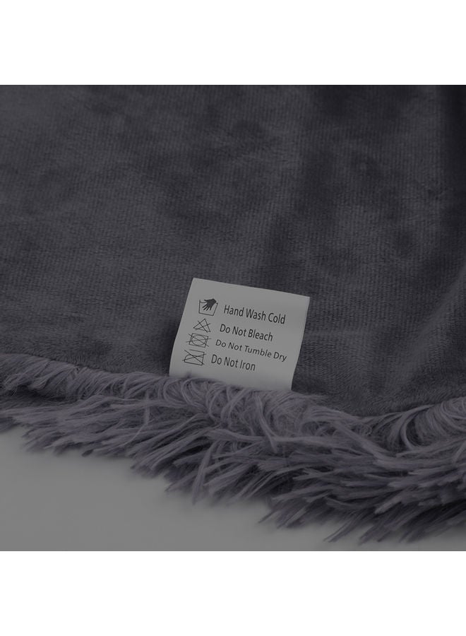 Fur Throw Blanket Cotton Grey 63x51inch  - Image 5