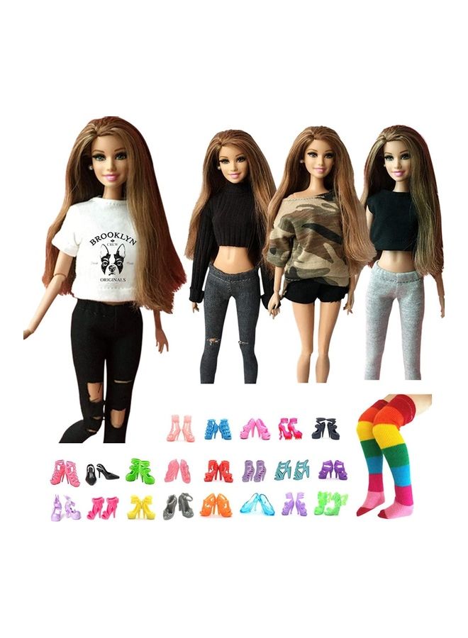 UUsave 30-Piece Doll Outfits Set With Shoes And Stockings Set  - Image 1