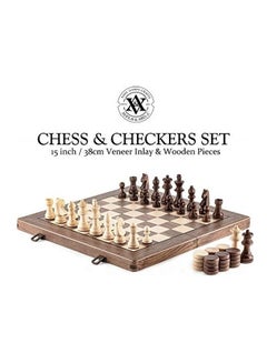 A&A Wooden Chess And Checker Set  - Image 1