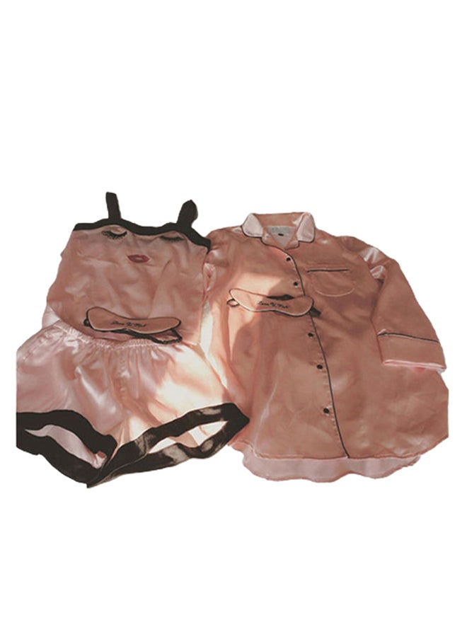 4 Piece Sleepwear Clothing Set Pink/Black - Image 1