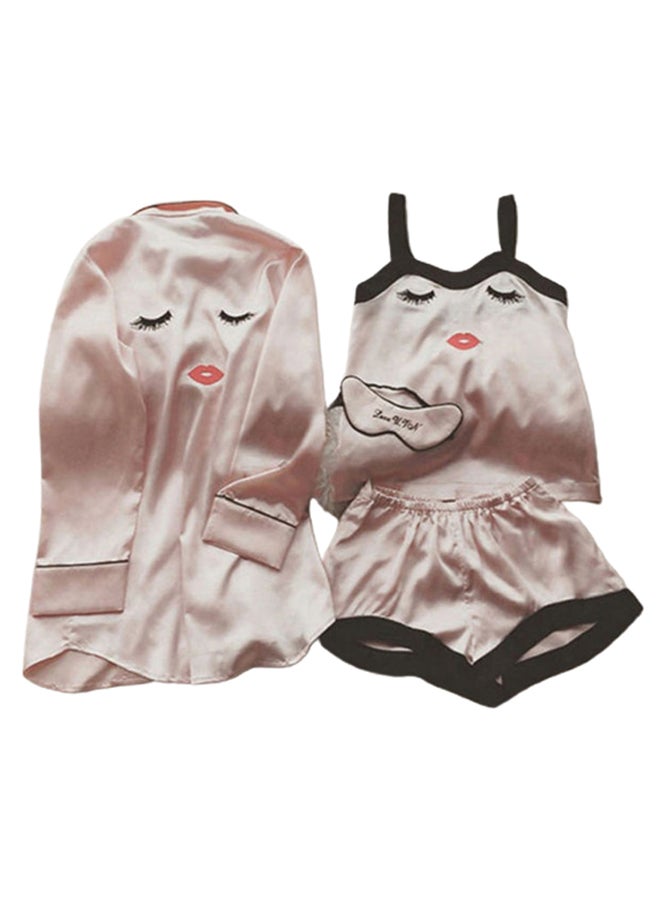 4 Piece Sleepwear Clothing Set Pink/Black - Image 2