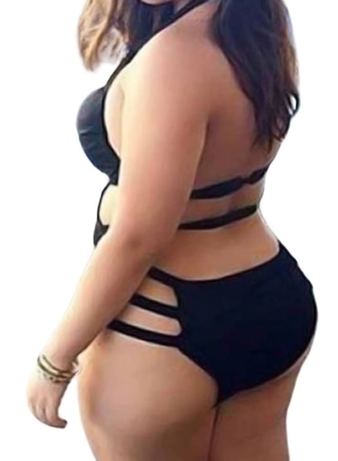 Bandage Slim Monokini Backless Swimwear Bikini Black - Image 2