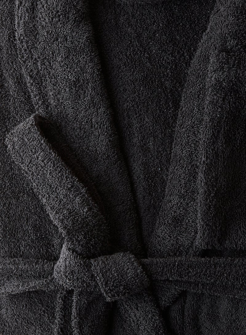 Noon East Bathrobe - 380 GSM 100% Cotton Terry Silky Soft Spa Quality Comfort - Shawl Collar & Pocket - Black Color - 1 Piece Black L/XL - Image 3