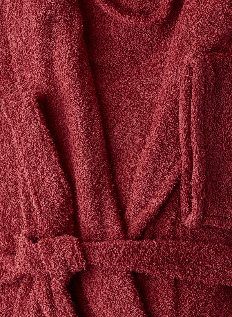 Noon East - Bathrobe - 380 GSM 100% Cotton Terry Silky Soft Spa Quality Comfort - Shawl Collar & Pocket - Garnet Color - 1 Piece Garnet S/M - Image 1