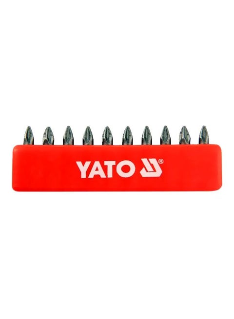 10-Piece Screwdriver Bits 1/4-Inch PZ1x25mm YT-0470 Grey/Red