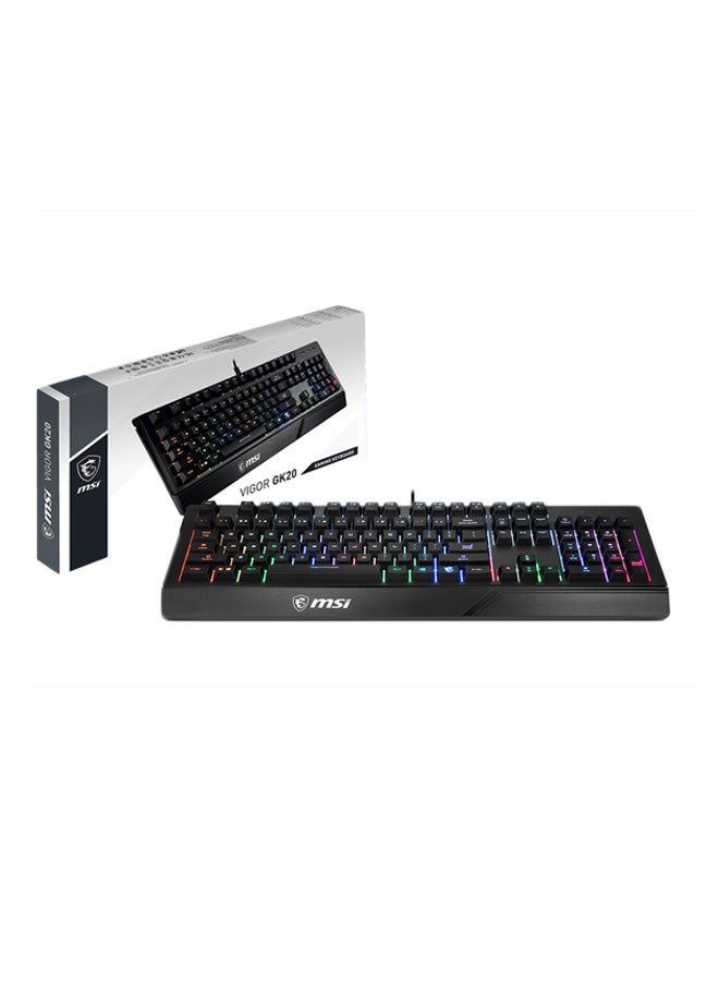 MSI VIGOR GK20 Gaming Keyboard, Ergonomic Designed Keycaps, Rainbow Lighting Effect, Hotkeys for Rapid Control, Arabic