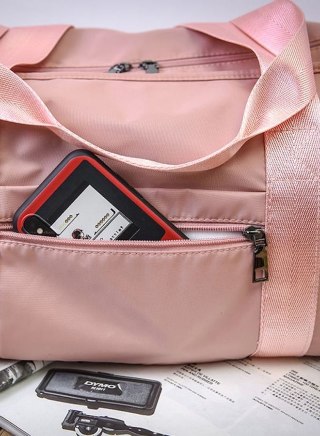 بيوينتي حقيبة من نسيج الدفيل بسحّاب للإغلاق وردي/أبيض - Image 3