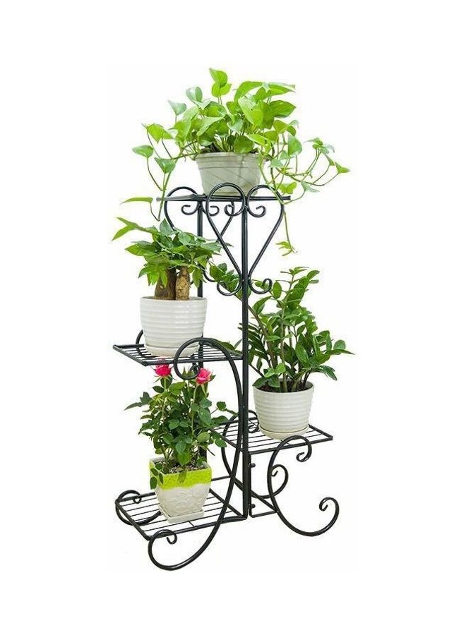 East Lady - 4-Layer Plant And Flower Display Stand Black 80x50cm - Image 1