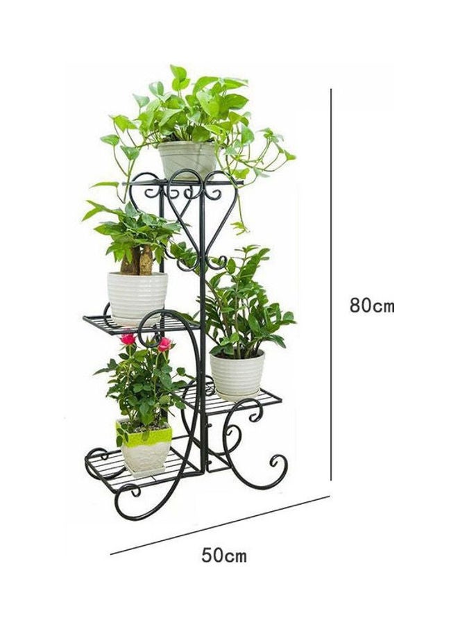 East Lady - 4-Layer Plant And Flower Display Stand Black 80x50cm - Image 1