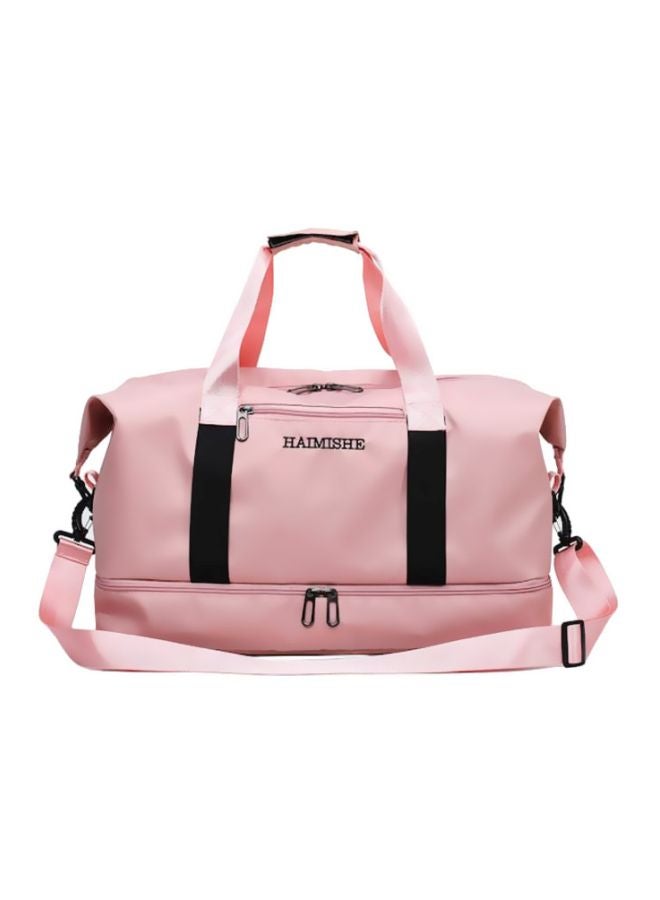 بيوينتي حقيبة من نسيج الدفيل بسحّاب للإغلاق وردي/أسود - Image 1