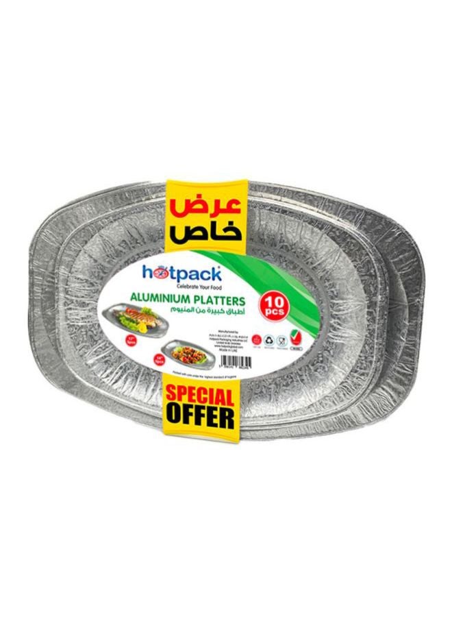 هوت باك أطباق كبيرة من الألومنيوم من 10 قطع فضي 17 inch, 14 inch  - Image 2