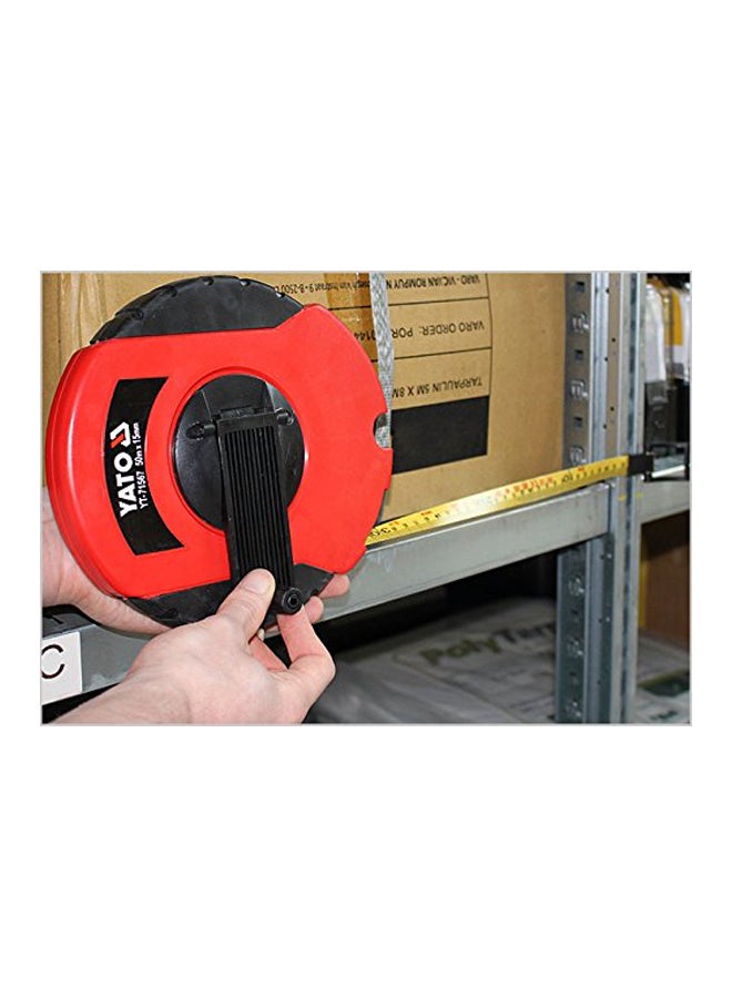 Yato Measuring Tape Fibre Glass Blade 50Mx13mm ABS case Hanger Card YT-71567 Red/Black 13mm  - Image 3