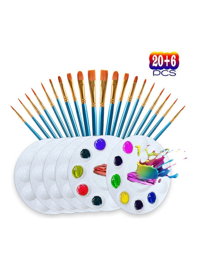 26-Piece Paint Brushes And Palette Set Multicolour - Image 4