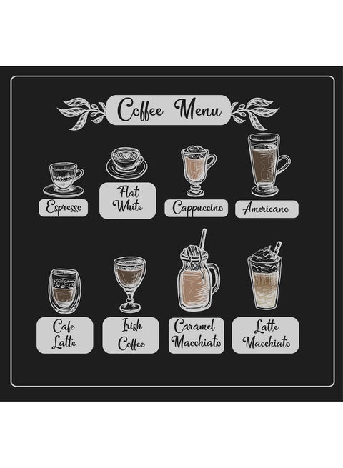 "لوحة فنية مطبوعة بعبارة "Coffee Menue With Different Drinks With You" متعدد الألوان 33 x 33سم