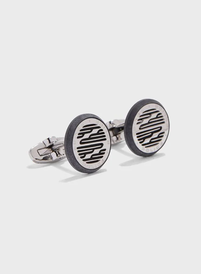 POLICE Police Men's Cufflinks (Silver Black, P PJ 26472CSS-01)