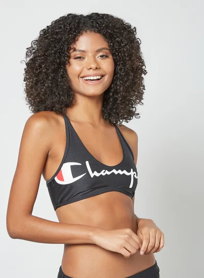 Champion Cross Back Script Logo Bikini Top Black