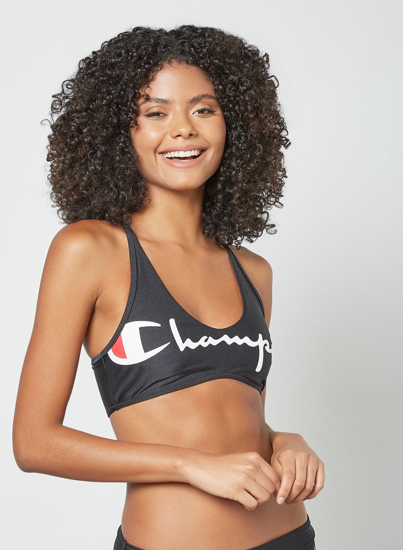 Champion - Cross Back Script Logo Bikini Top Black - Image 1