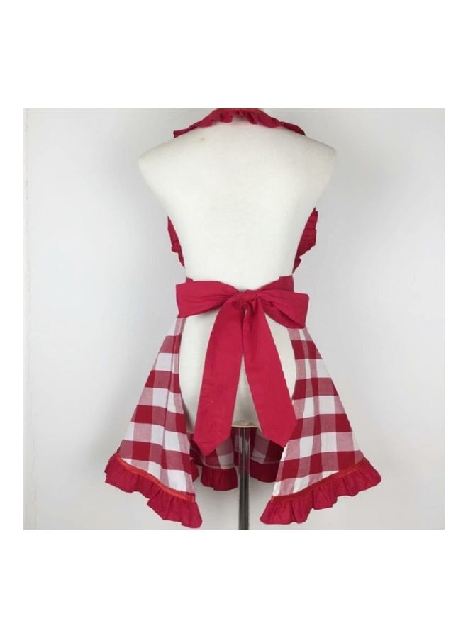 Cotton Apron Red/White 72x48cm - Image 3