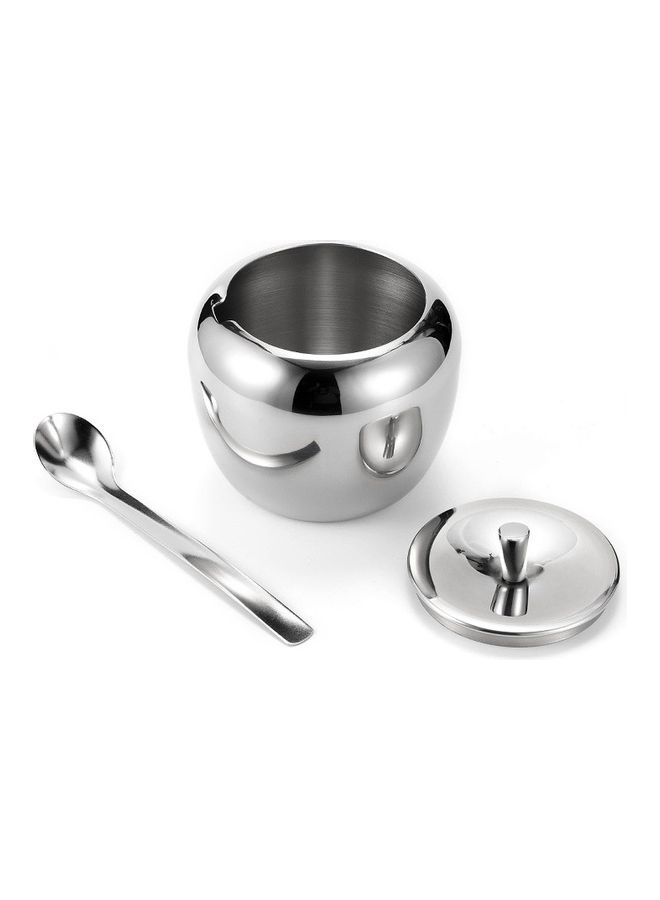 Stainless Steel Seasoning Spice Jar with Lid and Spoon Silver 7 x 10 x 7.5cm  - Image 2