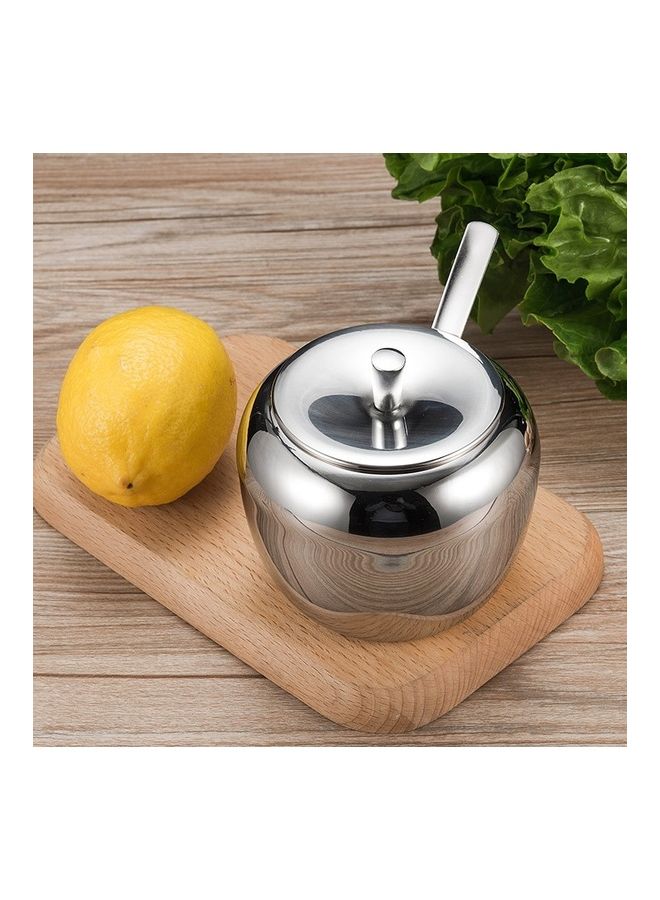Stainless Steel Seasoning Spice Jar with Lid and Spoon Silver 7 x 10 x 7.5cm  - Image 3
