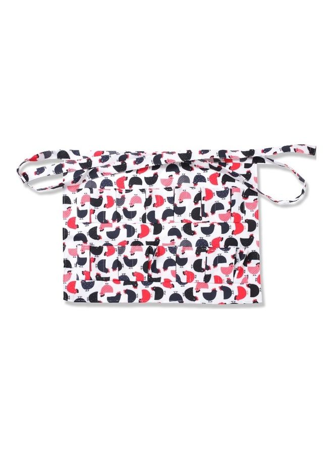 5-Piece Egg Collection Apron with Multiple Pockets Red/White/Black 54.5 x 43.5cm